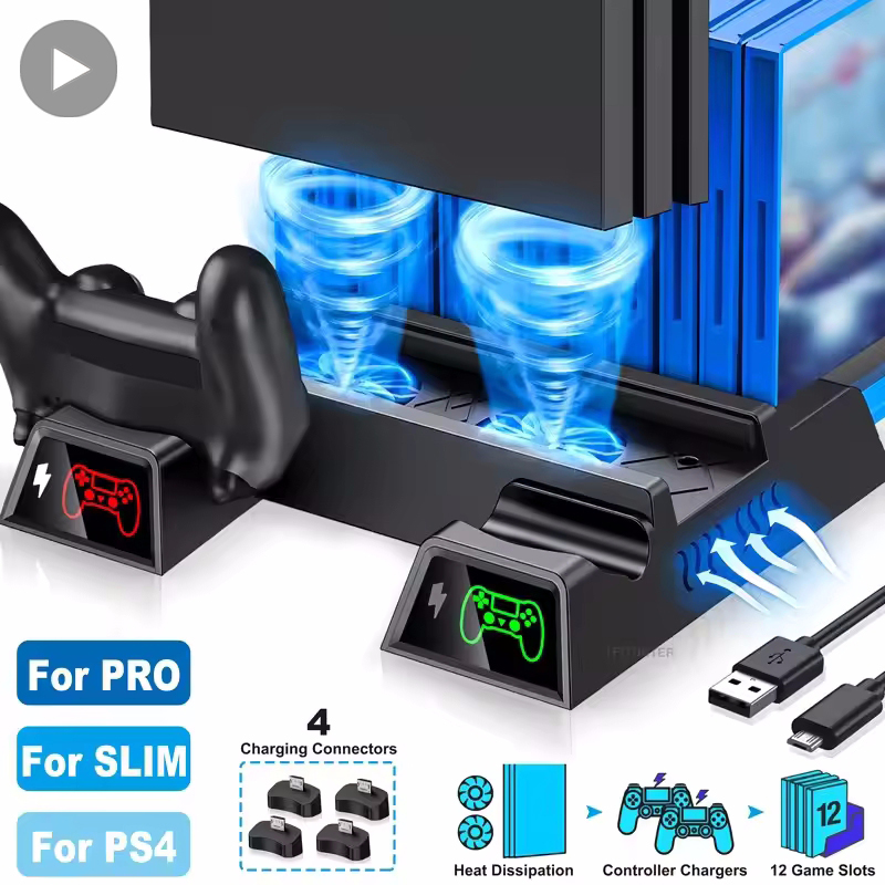 スタンドファンソニー PS4 ゲームコンソールプレイステーションプレイステーション PS 4 プロスリムコントローラ制御サポートアクセサリーホルダークーラー