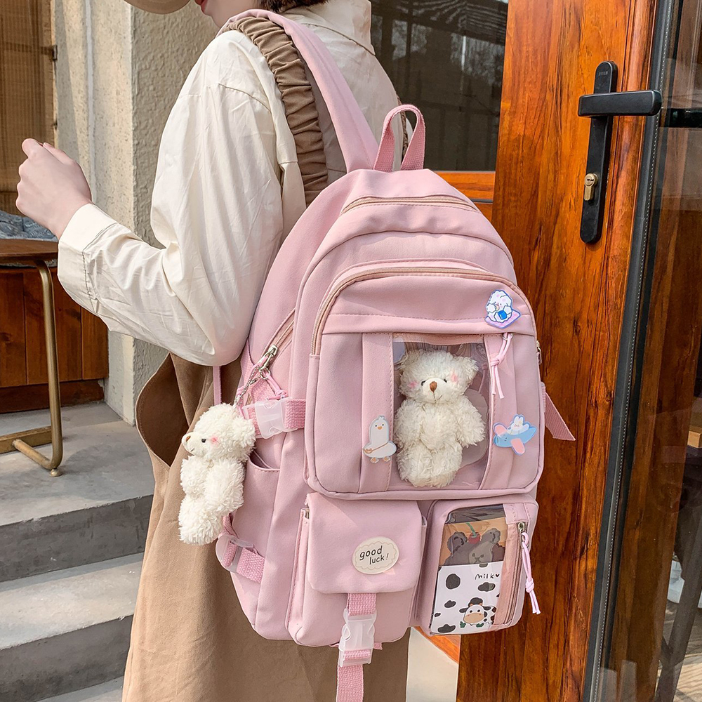 日本の女子高生バックパックスクールバッグ十代の少女のためのマルチポケット新しいかわいいバックパック女性原宿かわいい Mochila