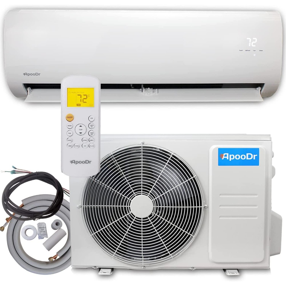 18000 BTU ミニスプリットエアコンインバーターヒートポンプ 220V 1.5 トン冷却加熱ダクトレスシステム取り付けキット、カスタム