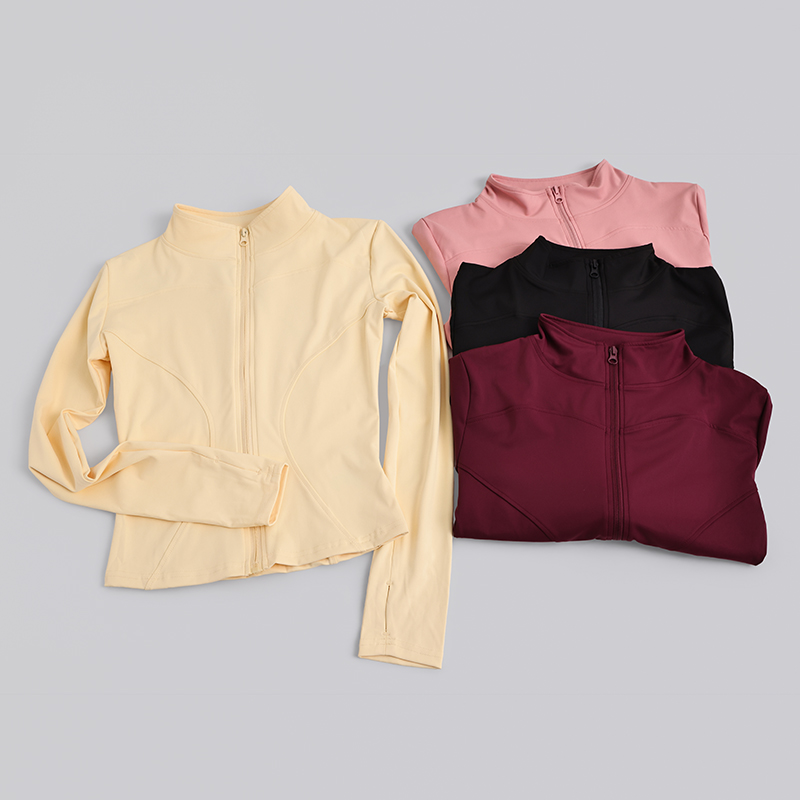S-3XL 女性フルジップヨガジャケット親指穴スリムフィット通気性アスレチックトップジムランニングワークアウトトレーニング
