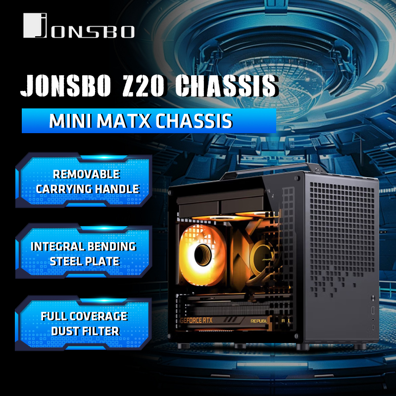 JONSBO Z20 PC ケース M-ATX/ITX 取り外し可能なキャリングハンドル付きゲーミングコンピュータシャーシコンパクト透明 PC ゲーム