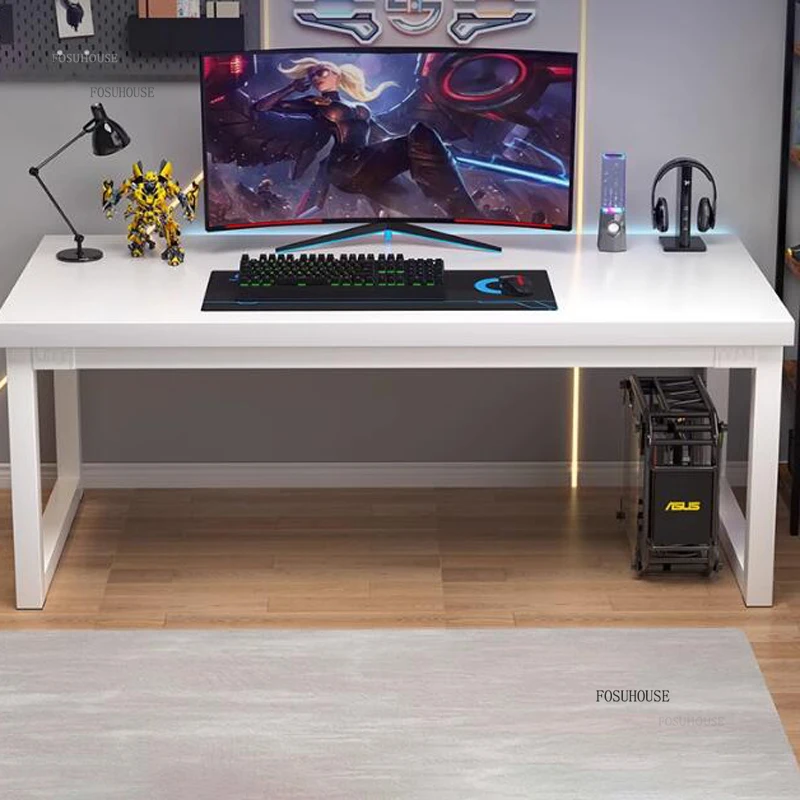 モダンなダブル卓上コンピュータデスクホームオフィスゲームワークステーションミニマリストEスポーツテーブル家具ワークベンチ