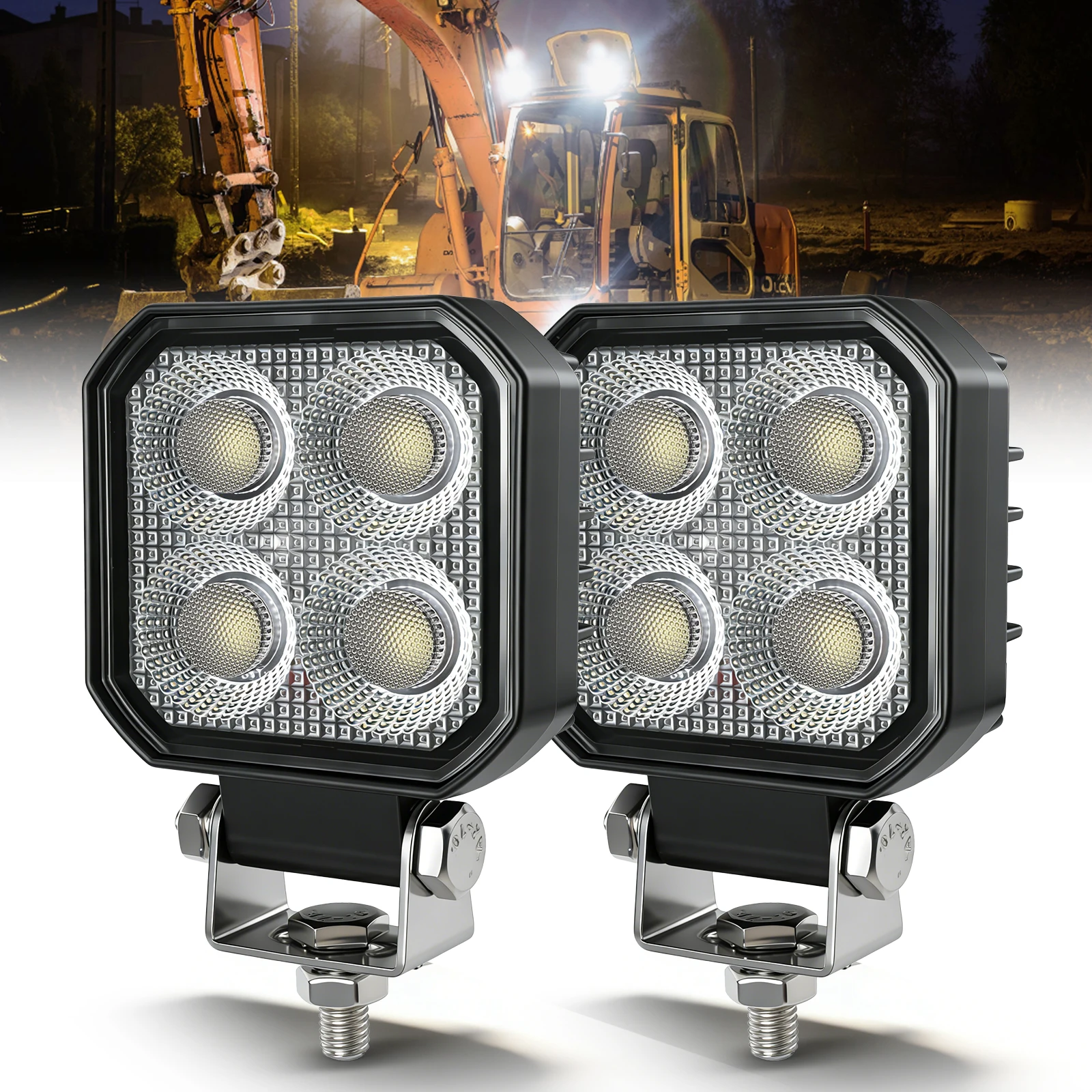 HAOLIDE 4 インチ LED スクエアワークライト 12V 24V IP68 6000K LED ポッドトラック ATV オフロード使用農業エンジニアリング車両