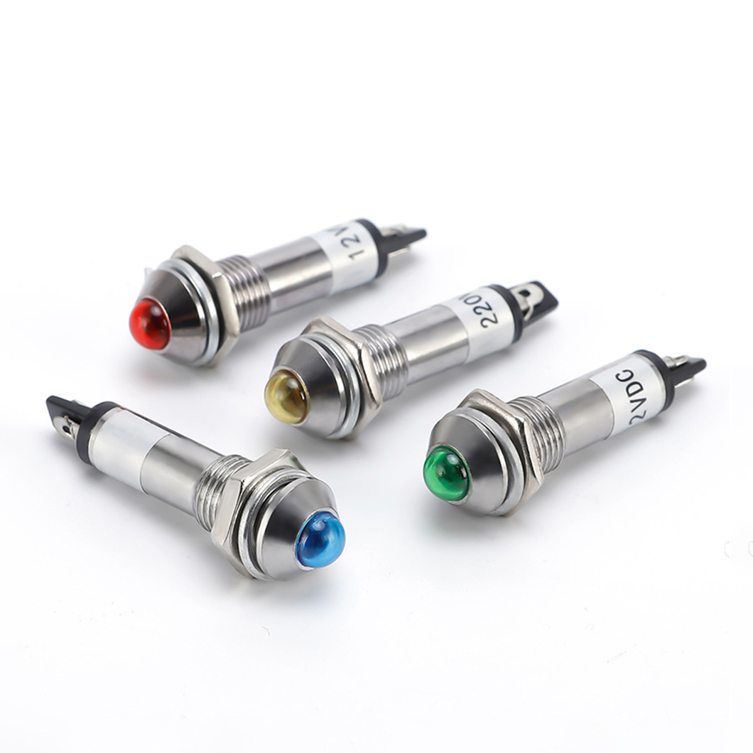 ABILKEEN 12v 24v 110v 220v 8 ミリメートル赤/緑/青 LED インジケータパイロット信号ランプライトメタルパイロットライト