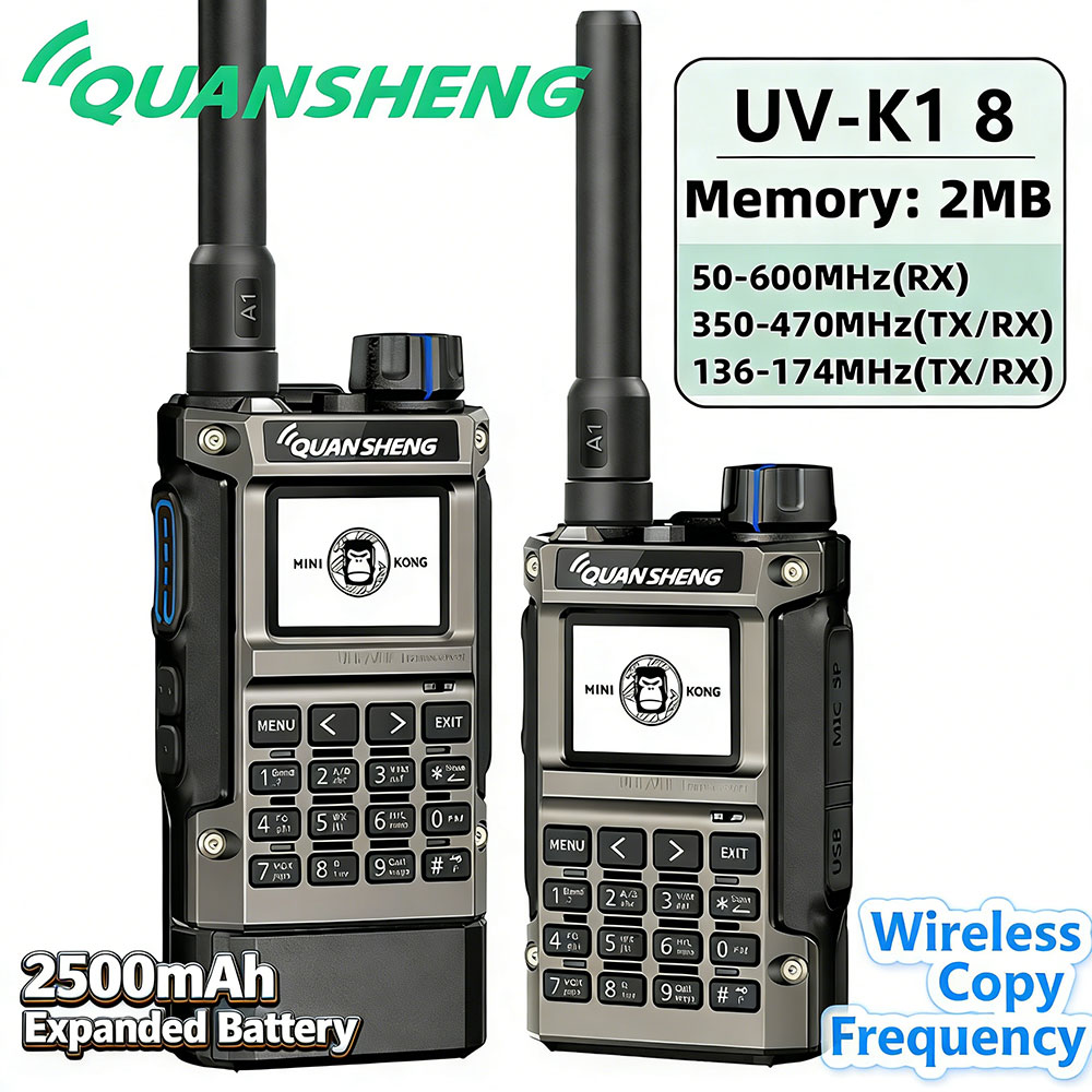 Quansheng UV K1 8 ミニトランシーバー長距離通信マルチバンド双方向ラジオハムワイヤレスセット狩猟キャンプ用
