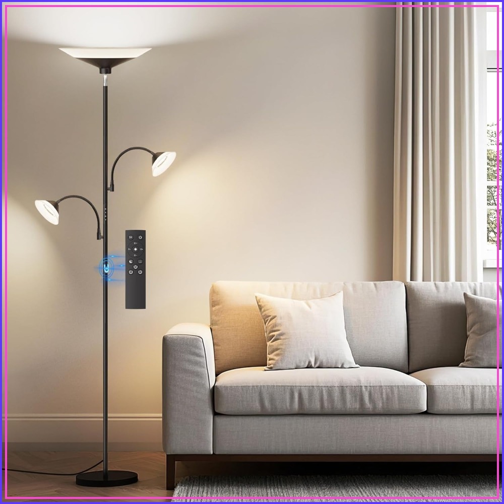 3ウェイ トルシエール フロアランプ - 42W 調光可能 LED ツリースタンディングランプ リモコン付き 2300LM 色変更 高さ72インチ 明るいフロアランプ リビングルーム ベッドルーム オフィス用