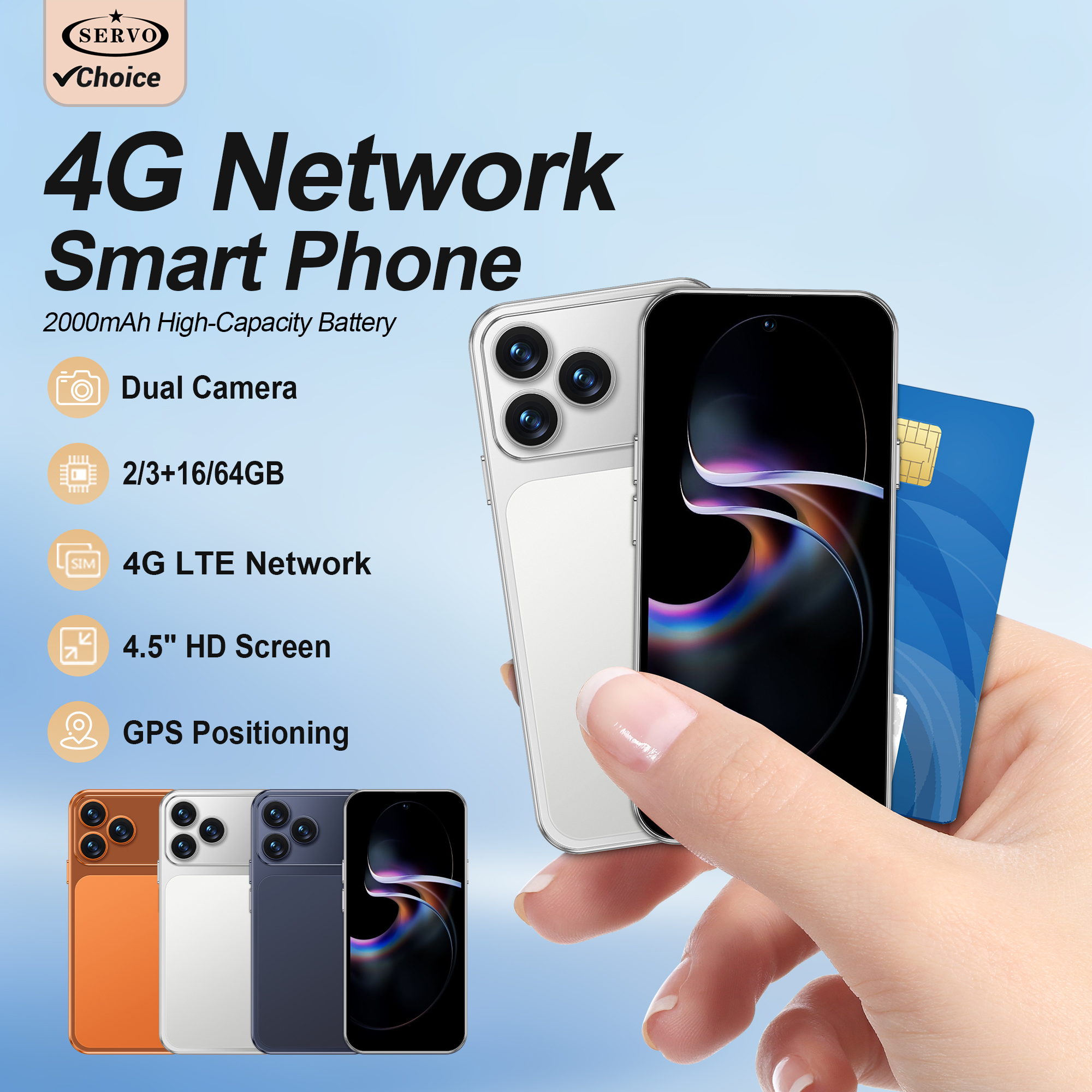 新しいサーボミニ Android スマートフォン 4G LTE Play ストア 3GB RAM 64GB ROM WhatsAPP WiFi 2 SIM スタンバイ 4.5 インチ小型ポケットスマートフォン