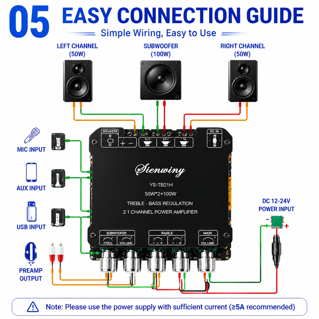 2.1CH Bluetooth アンプボード 200 ワットクラス D 50 ワット * 2 100 ワットサブウーファー低音高音 USB アプリマイク KTV DC12-24V HiFi DIY スピーカー