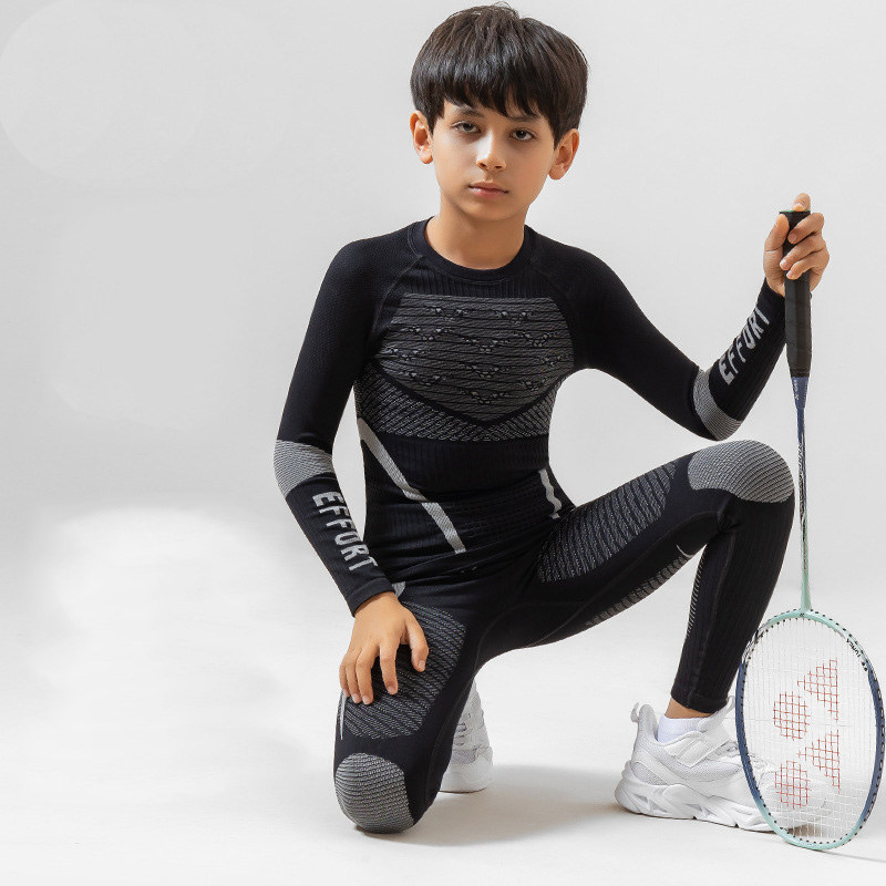 子供キッズ少年少女コンプレッションスキー下着セットフィットネスジムスキースノーボードスポーツランニングヨガエクササイズスーツ G592
