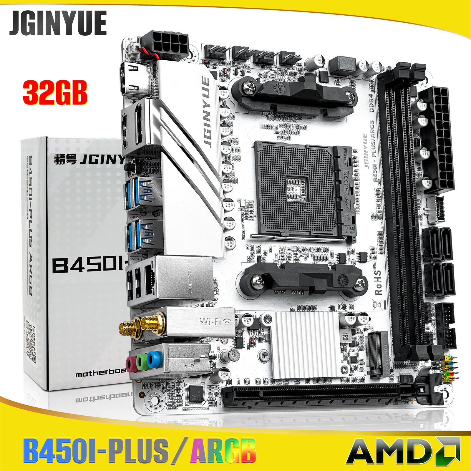 B450 B450I プラス ARGB ゲーミングマザーボード am4 デュアルチャネル ddr4 32 グラム m.2 hdmi MINI ITX HTPC マザーボード