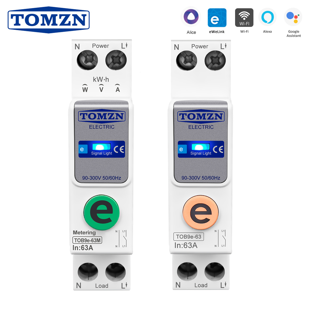 Ewelink TOMZN 1P N 63A 110V 220V WIFI スマートスイッチエネルギーメーター Kwh 計量回路ブレーカータイマーリレースマートホーム保護