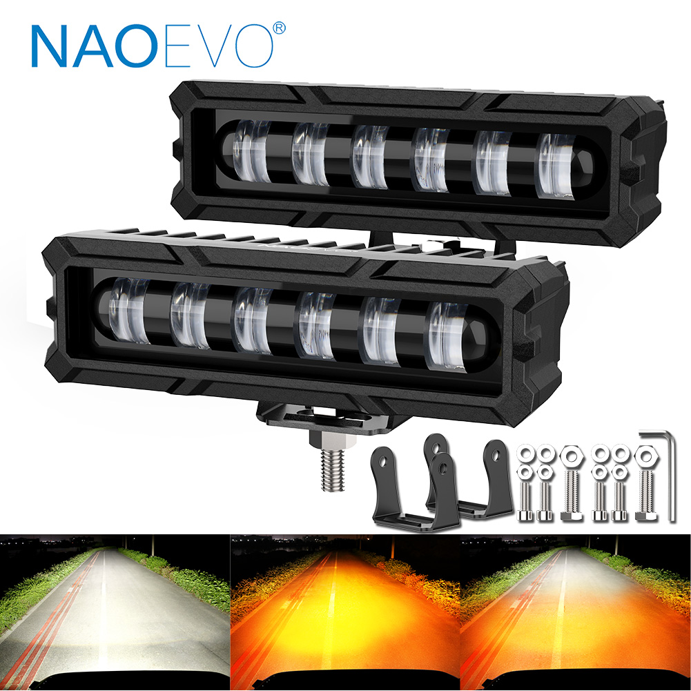 NAOEVO 60 ワット 7D 6 インチ LED ライトバー 4X4 オフロードスポットライトウルトラ HD レンズワークランプ 12V 24V オートバイ ATV トラックランニングライト用