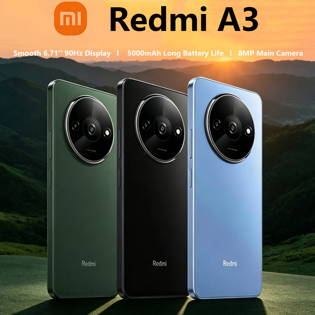 新しいXiaomi Redmi A3 4Gグローバルバージョン携帯電話6.71インチ90Hz HDディスプレイ5000mAhバッテリー8MPカメラデュアルSIM格安スマートフォン