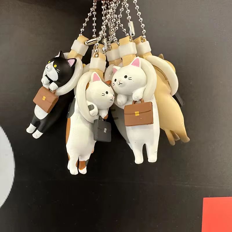 河合アニメ吊りリング通勤ハンドバッグ猫アクションフィギュアキーホルダーブラインドボックスバッグパックペンダントカプセルおもちゃ子供の誕生日ギフト