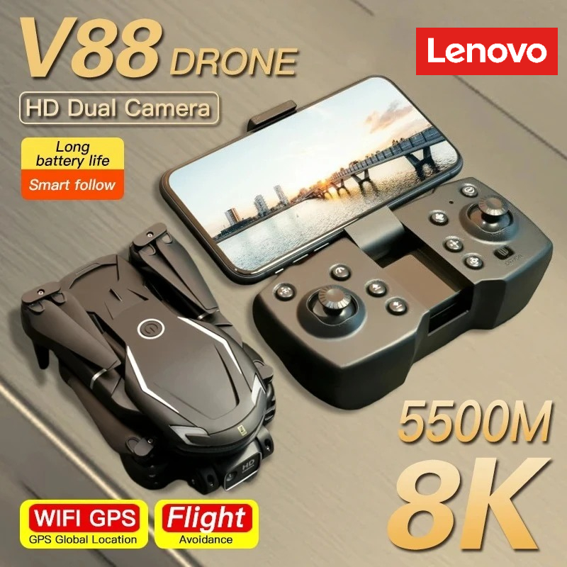 レノボ V88 ドローン 8k 5G プロフェッショナル 4K HD デュアルカメラ航空写真 GPS リモコン航空機 Quadcopter dron RC おもちゃ
