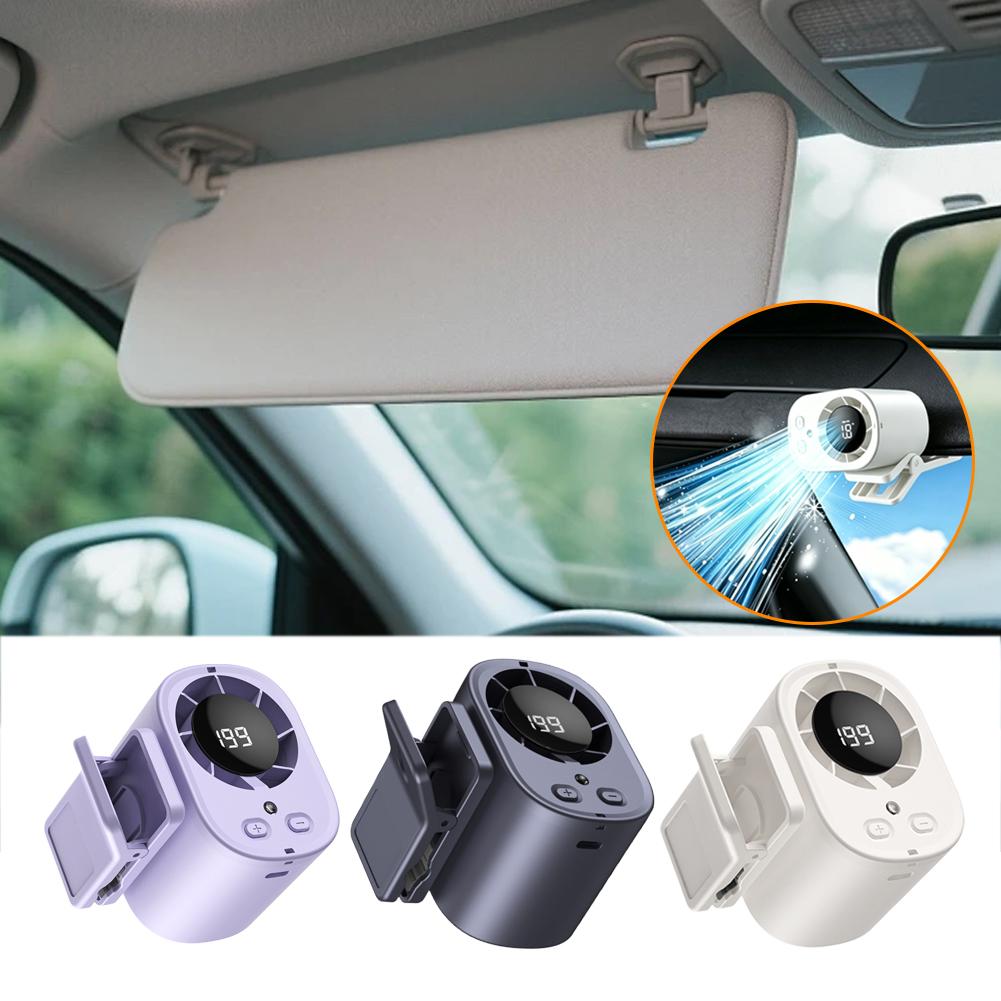 3 in 1 USB 充電式ファン車のクリップオンウエストネックファン大容量デジタルディスプレイポータブルミニ屋外ファンエレクトロニクス