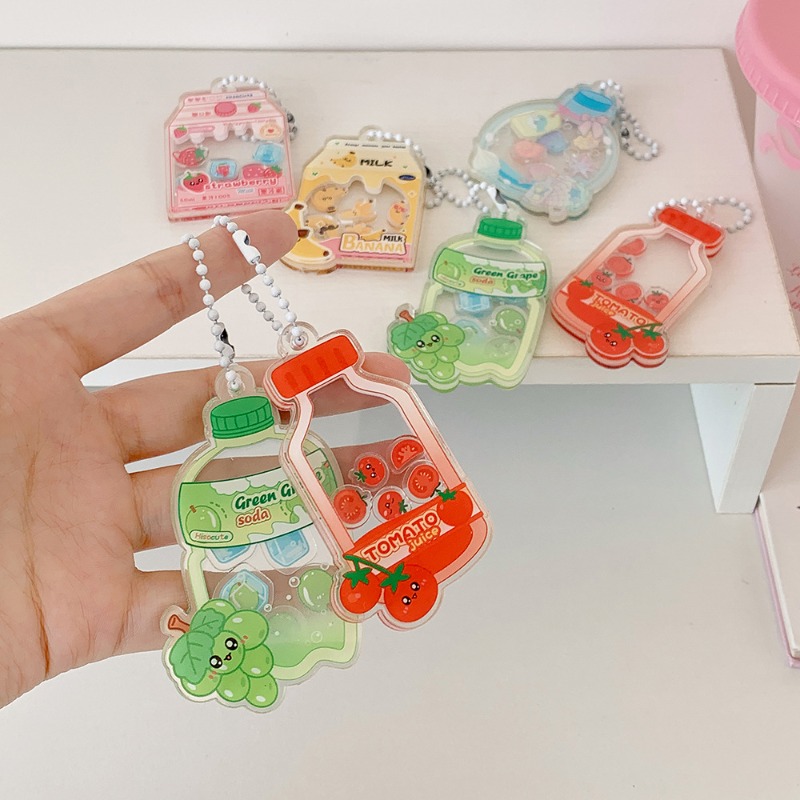 かわいい漫画フルーツキーホルダーホルダーチャーム女の子のためのかわいいバッグチャームアクセサリーバックパックかわいい財布キーリングホルダー学生