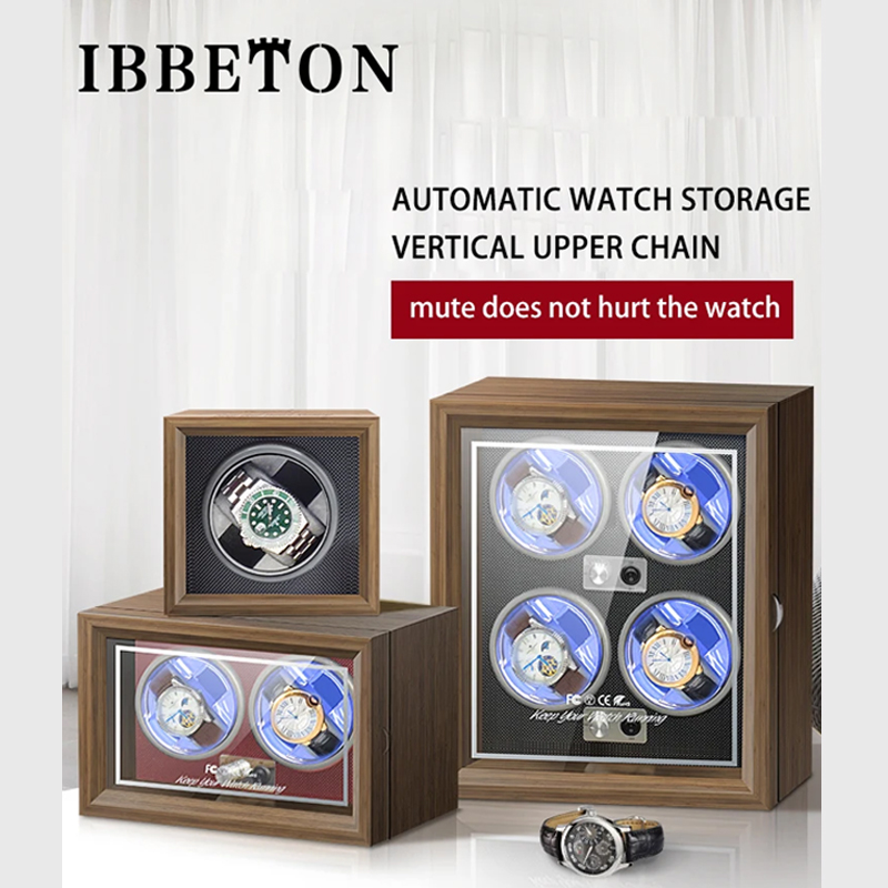 IBBETON ケース収納 高級時計 手巻き式 1/2/4/6スロット LEDライト ナイトモード 超静音モーター USB電源 自動時計収納