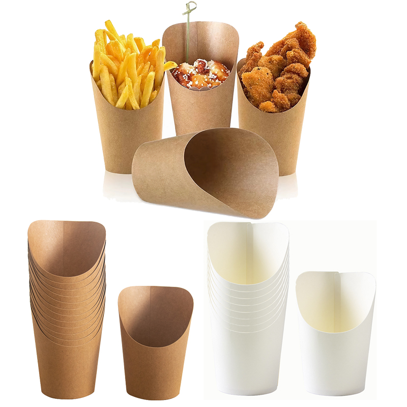 25/50 個フライドポテトホルダー使い捨てクラフト紙フライドポテトカップシャルキュトリーカップスナックデザートポテトチップスボ​​ックスパーティー用品