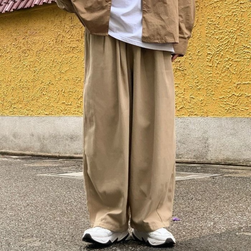 綿 100% だぶだぶのパンツ男性ワイドレッグオーバーサイズ Japenese Y2k 足首までの長さのロングハーレムズボンカジュアルスポーツオールドマネーヴィンテージ