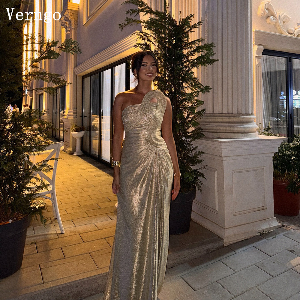 Verngo 光沢のあるサテンのイブニングドレスワンショルダープリーツフォーマルな機会のドレス女性エレガントなウエディングパーティードレスカスタマイズ