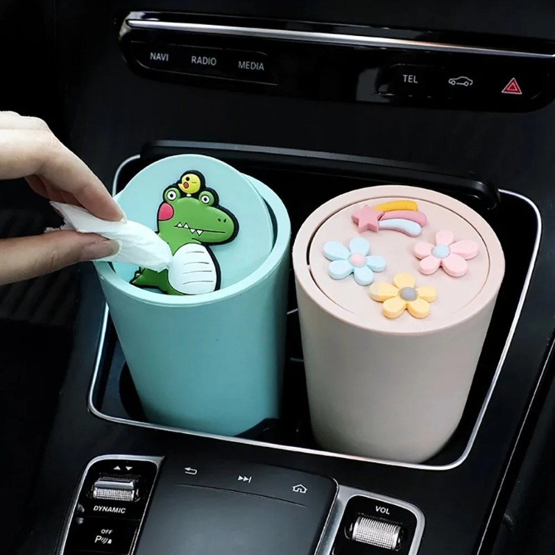 かわいい恐竜/フラワーカーゴミ箱 - ミニ収納ボックス、防水デスクトップゴミ箱、SUV/オフィス/ギフト用