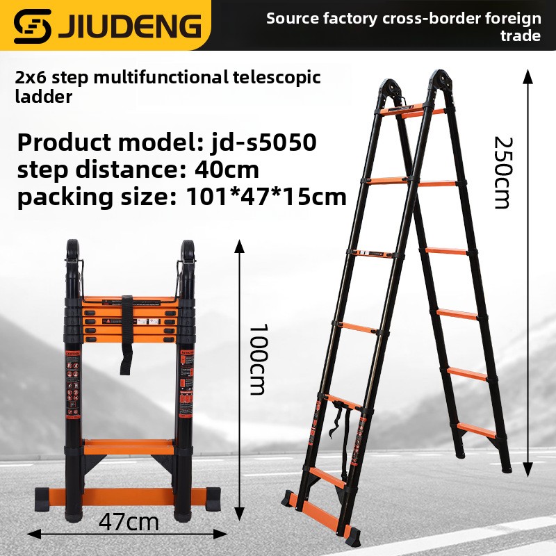 安定した Jiudeng 多機能伸縮はしごとジグザグはしごアルミ合金折りたたみはしご家庭用