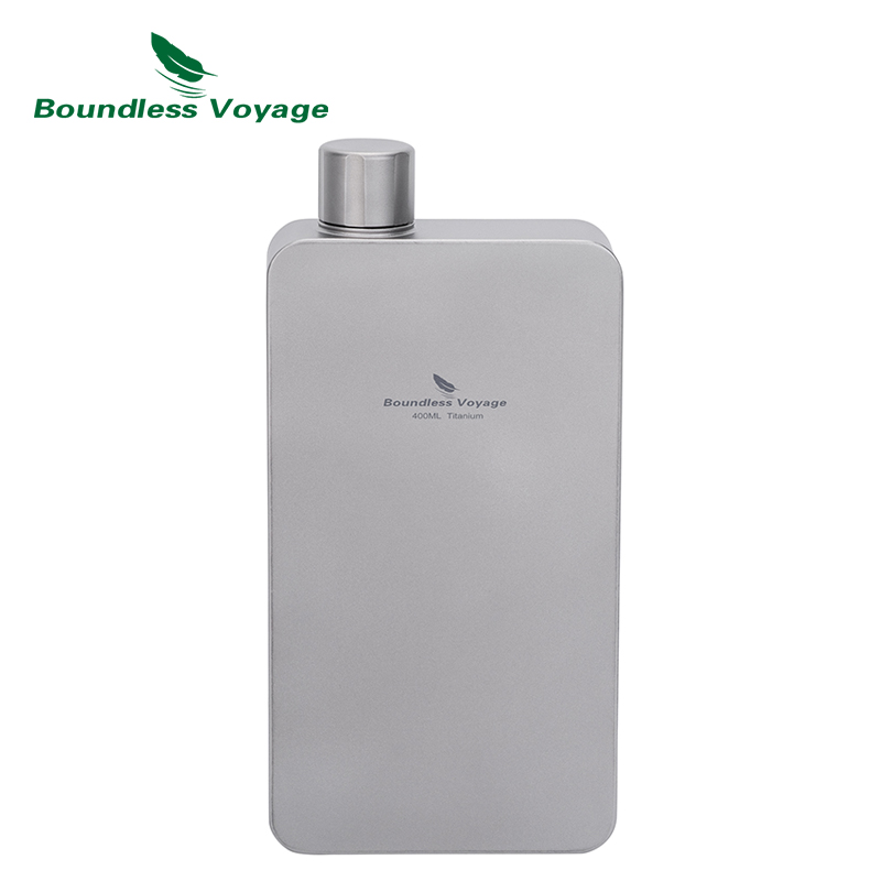 Boundless Voyage チタンフラスコボトル金属酒ボトル 0.4L、超軽量スクエアデザインキャンプ旅行オフィス Ti3267D