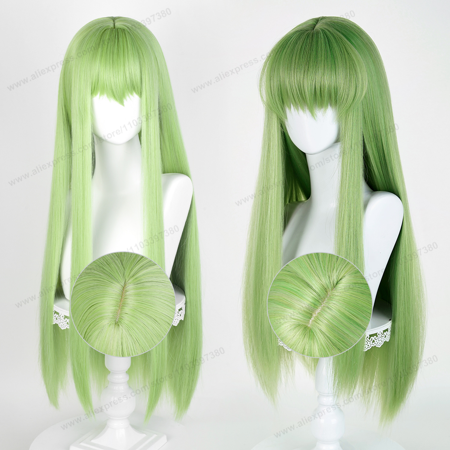 CC Enkidu コスプレウィッグ 80 センチメートルロンググリーン女性の髪アニメコスプレウィッグハロウィン耐熱合成かつら
