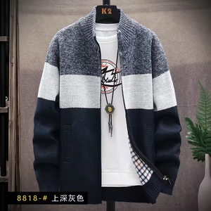 冬用スリムフィットニットシャツ メンズファッション ジッパー付きニットカーディガン カジュアルジャケット アウター OEM対応トップス