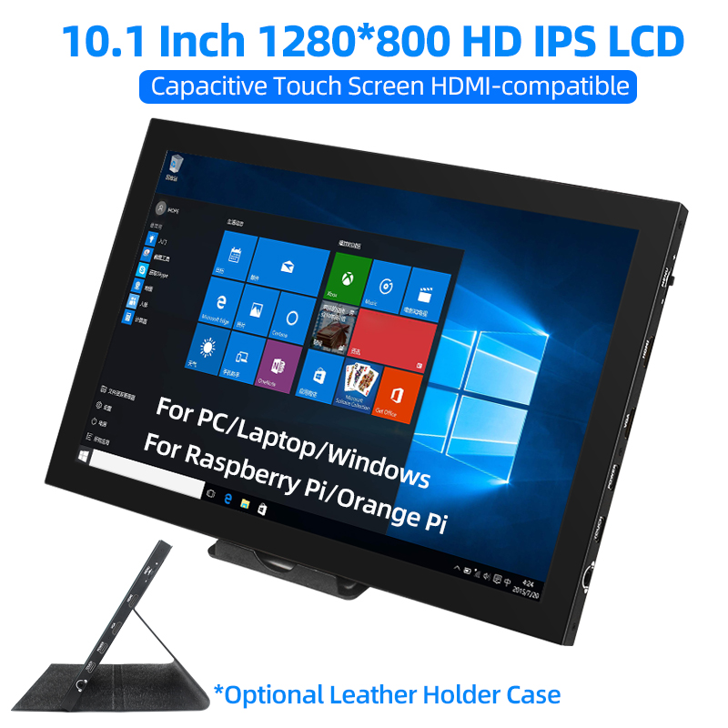 10.1 インチ IPS ポータブルディスプレイ 1280*800 HD LCD タッチスクリーン スピーカーホルダー付き HDMI 互換 PC Raspberry Pi Orange Pi