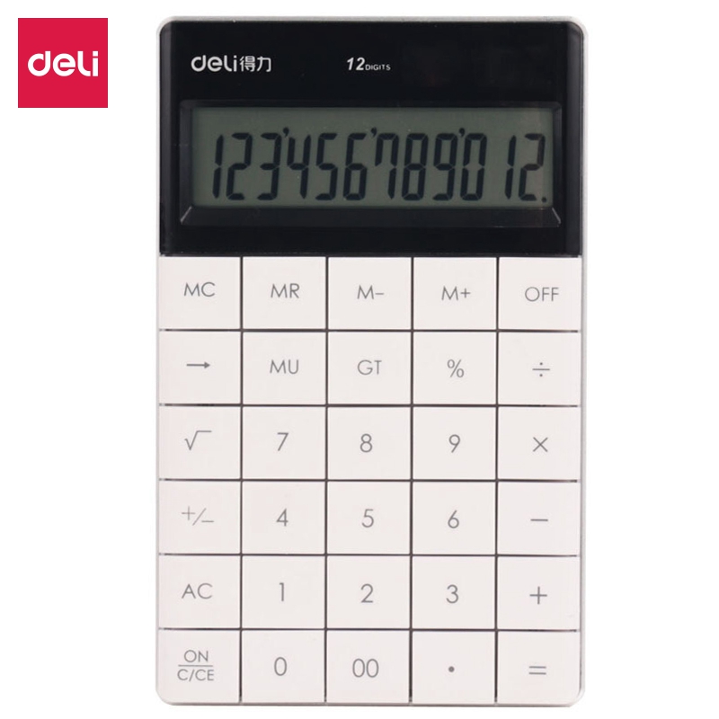 Deli 1589 デスクトップ電卓 12 ビット大型ボタン カラフルな多機能デュアル電源電気学生オフィス用