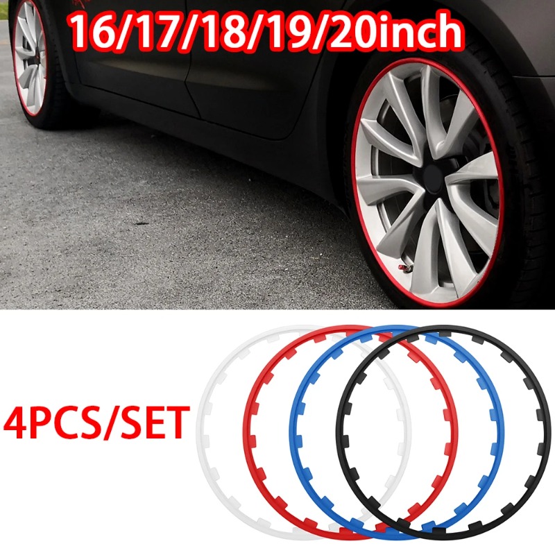 16/17/18/19/20 インチ 4 個車の車両ホイールリムプロテクタータイヤガードリングストリップ自動装飾テスラモデル 3 Y XS 2017-2023