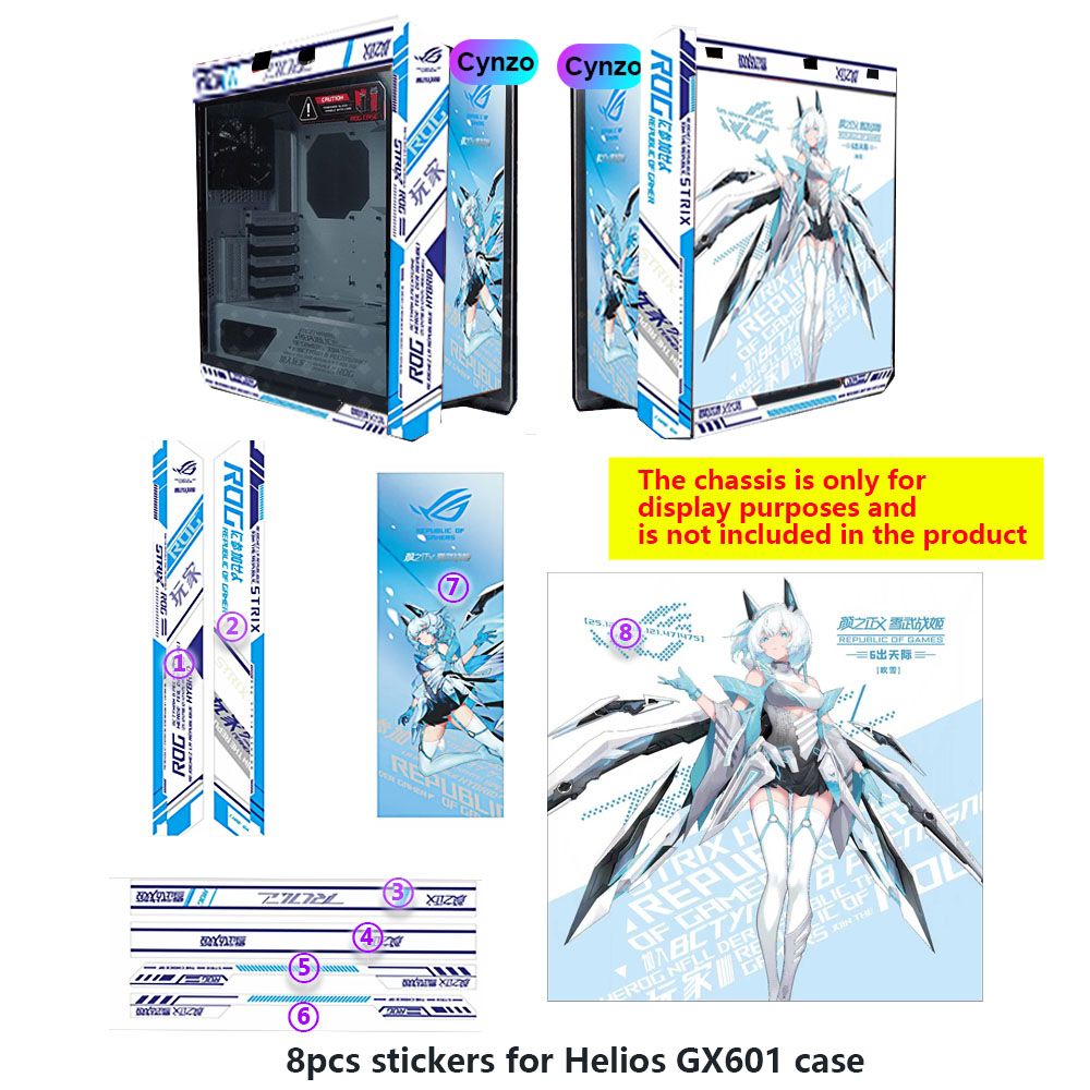 6 個キット DIY 紙ステッカー Asus GX601 ケース、MOD Helios シャーシアニメフレームカバー、ROG ゲームキャビネット装飾アクセサリー
