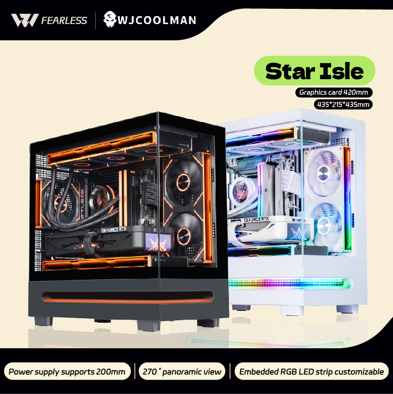 WJCOOLMAN スターアイル MATX/ITX RGB ライトストリップ 360 ウォータークーラー PC ケースシービュールームデスクトップコンピュータシャーシ Gabinetes ゲーマー