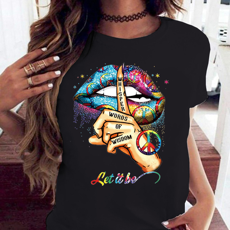 綿 100% ルーズクルーネッククリエイティブ口半袖 Tシャツ女性特大 Tシャツトップス美的服