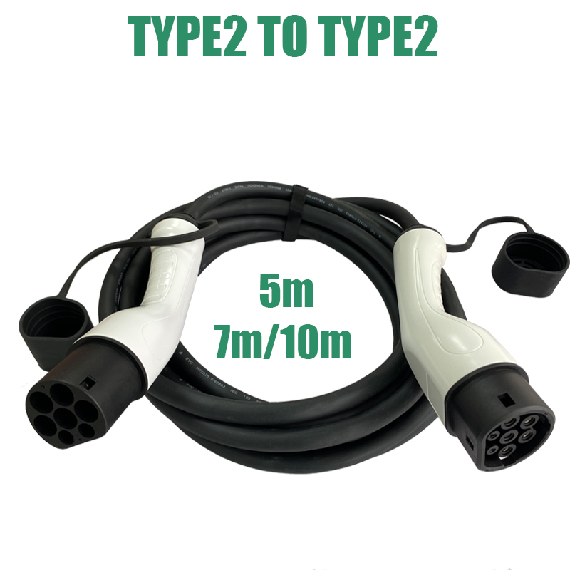 32A 22KW EV 充電器ケーブル type2 から type2 延長ケーブル長 5M/7M/10M 充電ステーション用 1 相/3 相 IEC 62196 プラグ