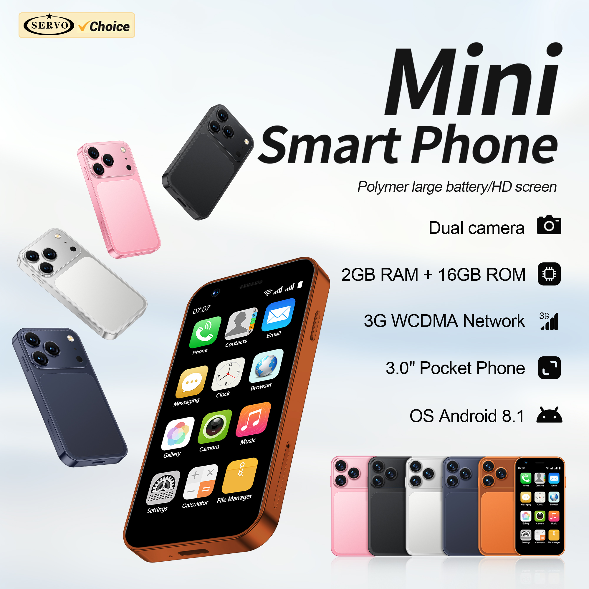2026 サーボ 18SE ミニ小型スマートフォン 3 グラム WCDMA Android OS Play ストア 2 ギガバイト 16 ギガバイト WiFi ホットスポット 2 SIM スタンバイ 3.0 "ミニスマートフォン