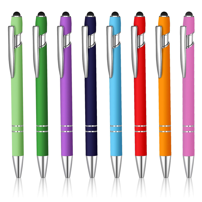 50Pcs/Lot Free Custom Logo Metal Ballpoint Pen 2 In 1 With Stylus Touch Screen Pen Office School Advertising Gift High Quality