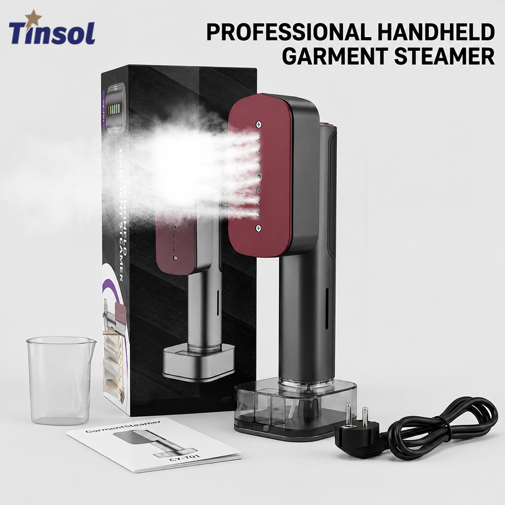 TINSOL 1200W ハンドヘルドスチーム衣類スチーマー、デジタルディスプレイ、多機能ポータブル衣類アイロン、しわ取り機付き