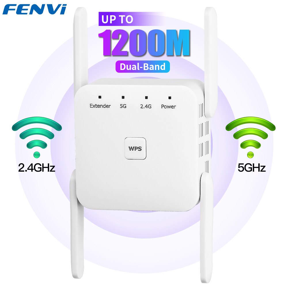 FENVI 1200Mbps 5Ghz ワイヤレス WiFi リピーター ブースター 2.4G/5GHz Wi-Fi 信号増幅器エクステンダー ルーター ネットワーク WLAN WiFi Repetidor