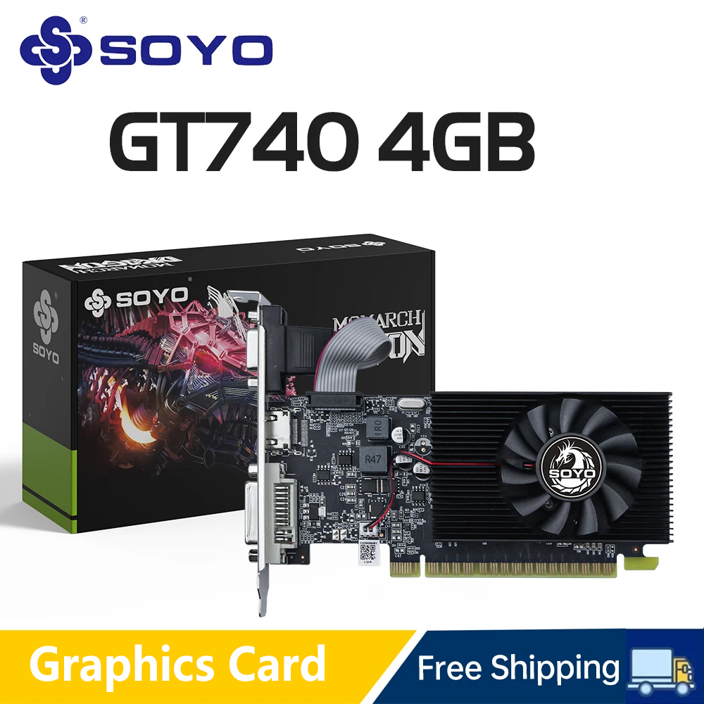 SOYO グラフィックカード NVIDIA GT740 4G GDDR3 128bit ビデオカード HDMI+DP+DVI デスクトップゲーミングコンピュータコンポーネント GPU GT 740