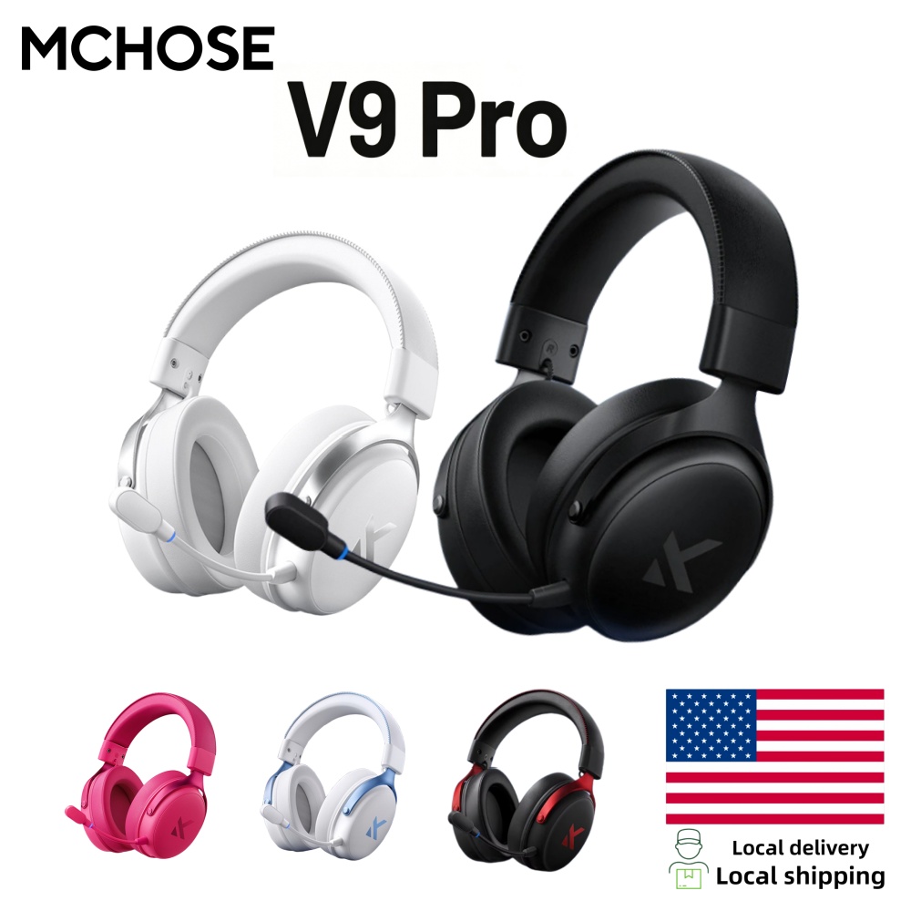 MCHOSE V9 プロ ワイヤレス ゲーミング ヘッドセット 7.1 サラウンド サウンド ヘッドフォン ノイズ キャンセリング マイク 低遅延 軽量 PS5 PC SWITCH 用