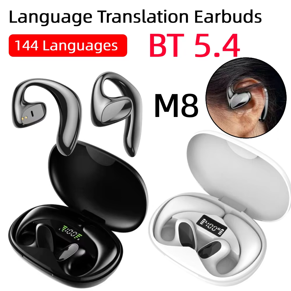 M8 AI 翻訳イヤフォン 144 言語リアルタイム双方向翻訳高精度ワイヤレス Bluetooth ヘッドセット音声翻訳