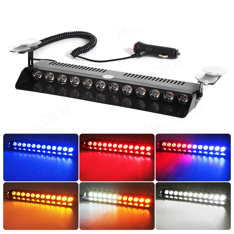 12 LED 車のストロボライトフラッシュ警告信号ビーコン警察消防士緊急フロントガラストレーラー車両インジケータ防水