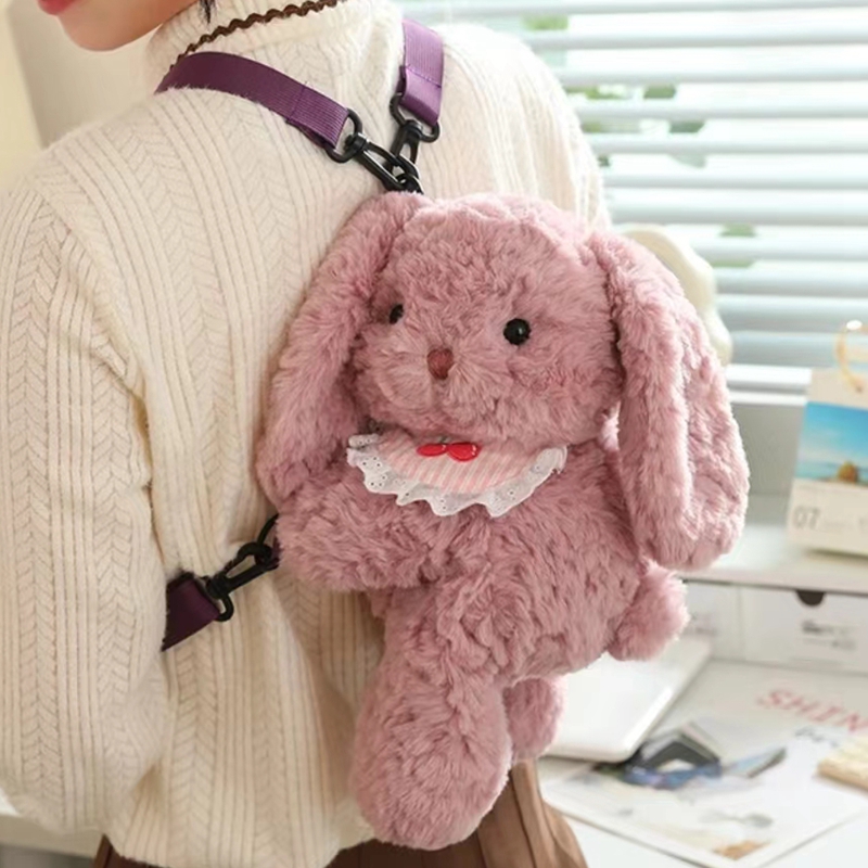 30 センチメートルかわいいウサギぬいぐるみバックパックかわいいファッションぬいぐるみ人形子供のバッグショルダーバッグミニナップザックバッグガールフレンドのためのギフト