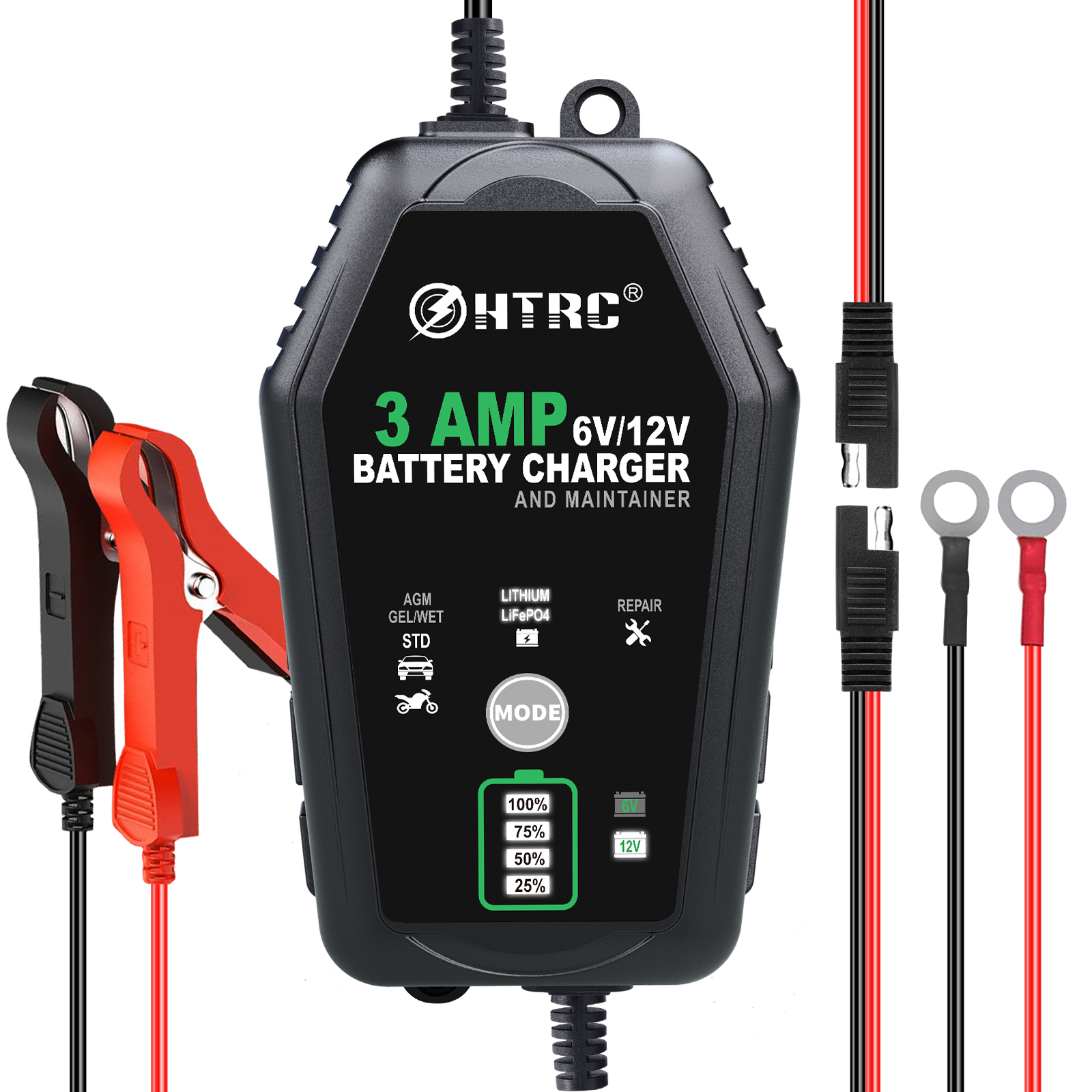 HTRC 6V 12V 3000mA スマートバッテリー充電器自動トリクルリチウム LiFePO4 鉛蓄電池車オートバイ充電器