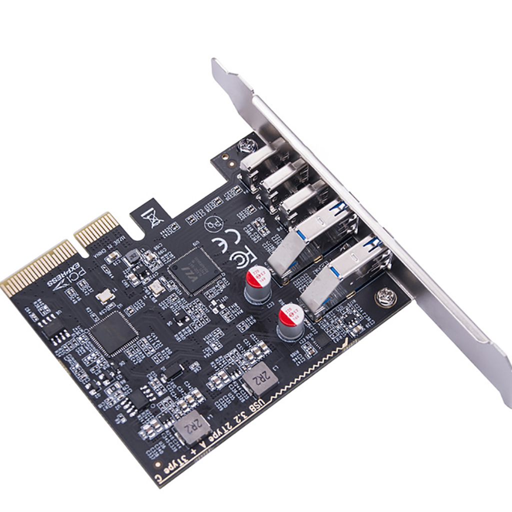 XT-XINTE USB PCIeカード 2ポートUSB3.2 GEN2 USB-A + 3ポートType C 10Gbps拡張カード PCI Express X4 USBハブアダプターマルチプライヤー