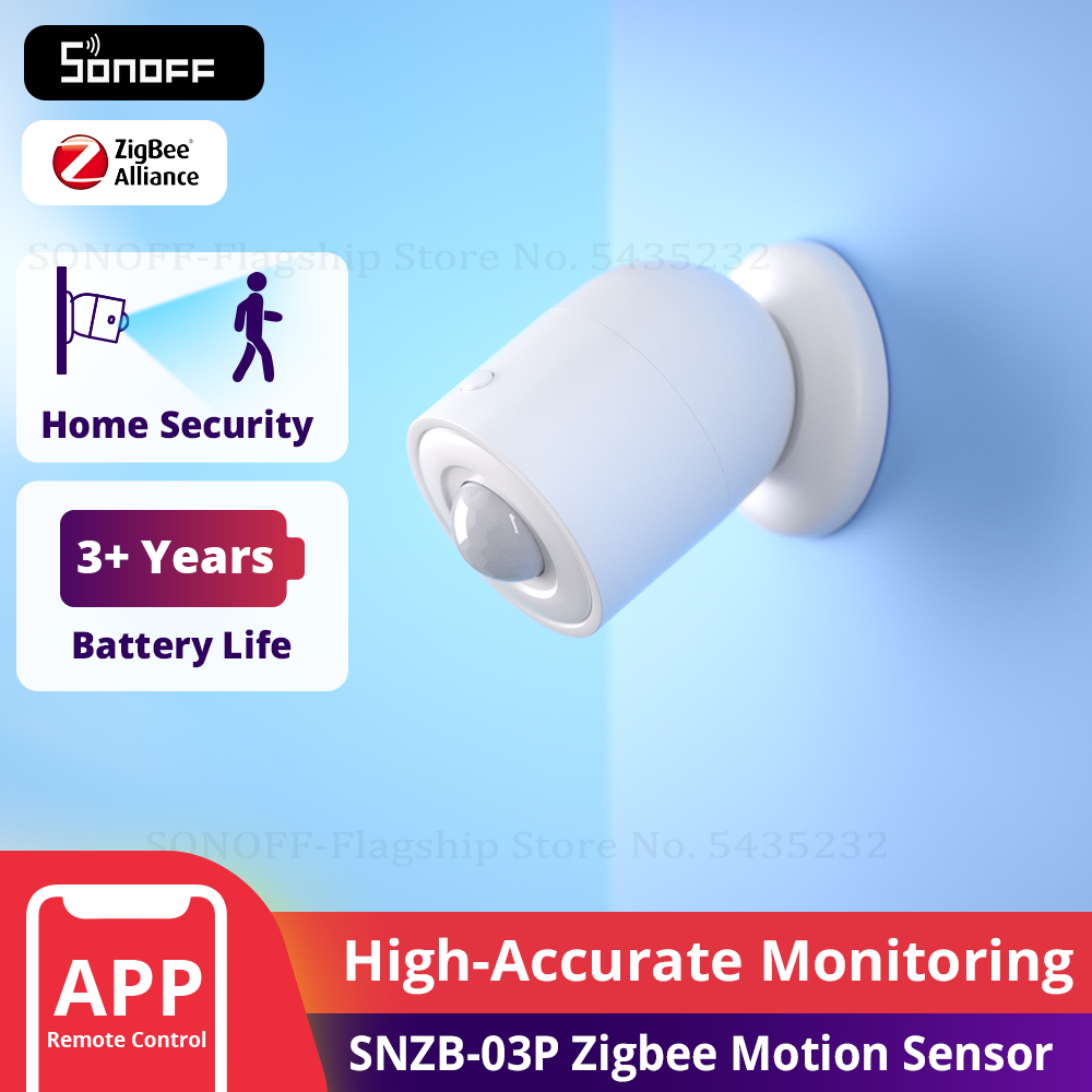 SONOFF SNZB-03P ZigBee モーションセンサー スマート光検出 モーショントリガーアラーム eWeLink APP 経由で ZBBridge と連携 Alexa Google