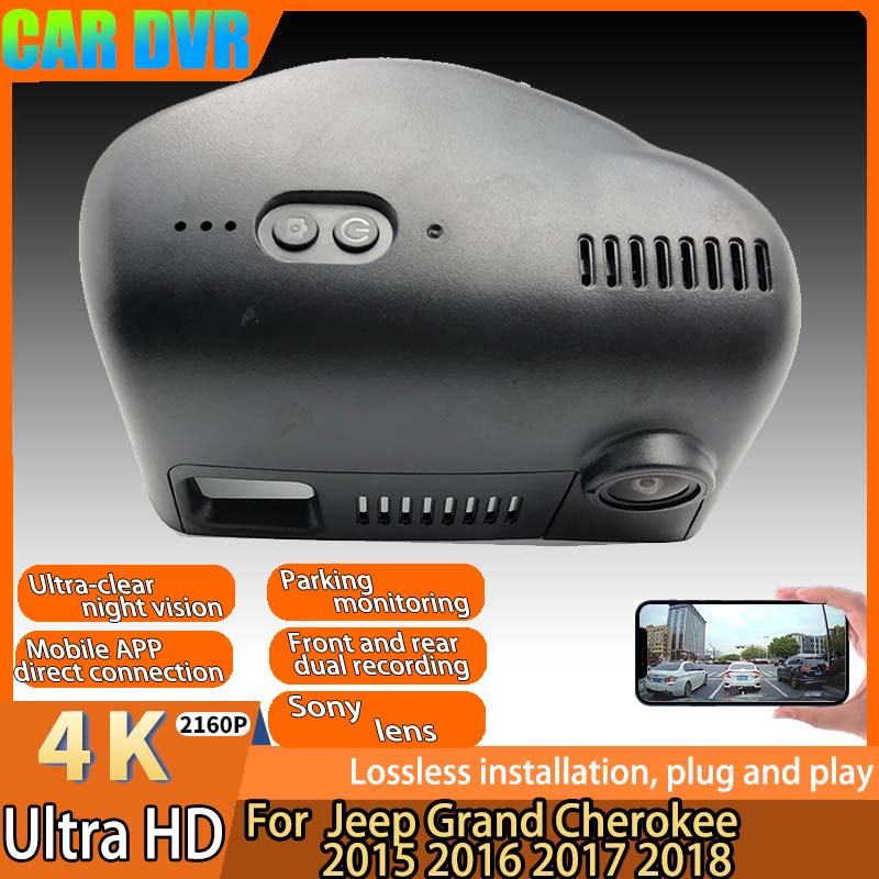 4K 2160P プラグアンドプレイ簡単インストール Wifi 車 DVR ダッシュカムジープグランドチェロキー 2015 2016 2017 2018 モバイルアプリによる制御